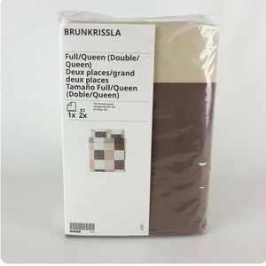 Ikea BRUNKRISSLA Full/Queen Duvet Cover w/ 2 Pillowcases Brown Beige New